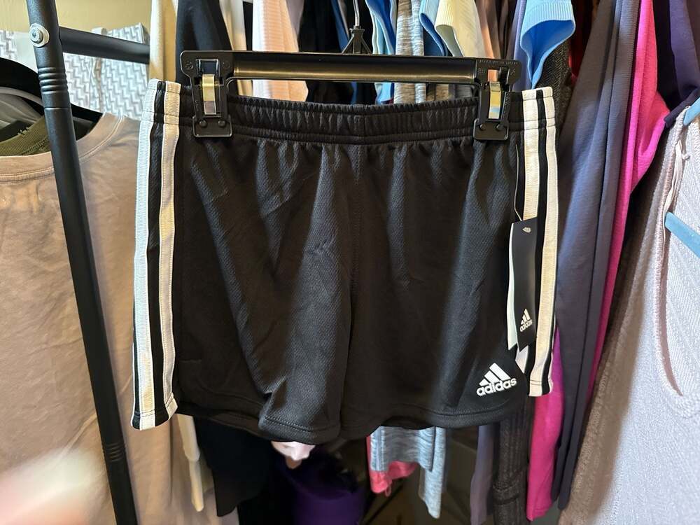 adidas Girls' 3-Stripes Pacer Mesh Athletic Shorts Black Size M(10/12)